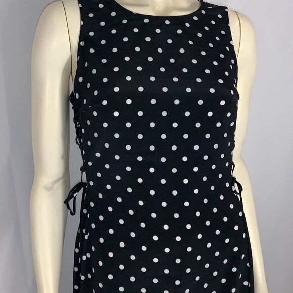 Vintage Scarlett Sleeveless Polka Dot Side Corset Tie Maxi Dress Size 9-10 - Picture 2 of 16